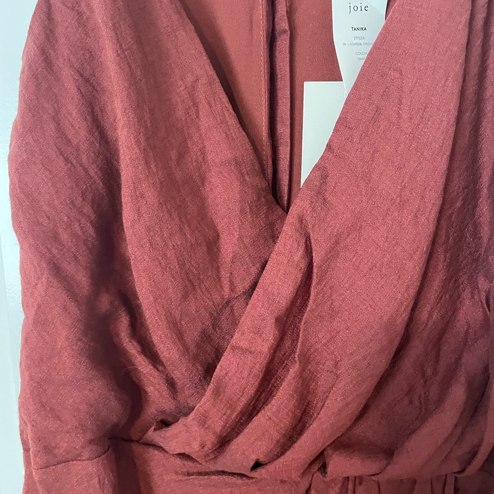 Joie Women's Red Sleeveless V Neck Tanika Tulip Front Midi Dress Size L‎ NWT - Picture 4 of 9